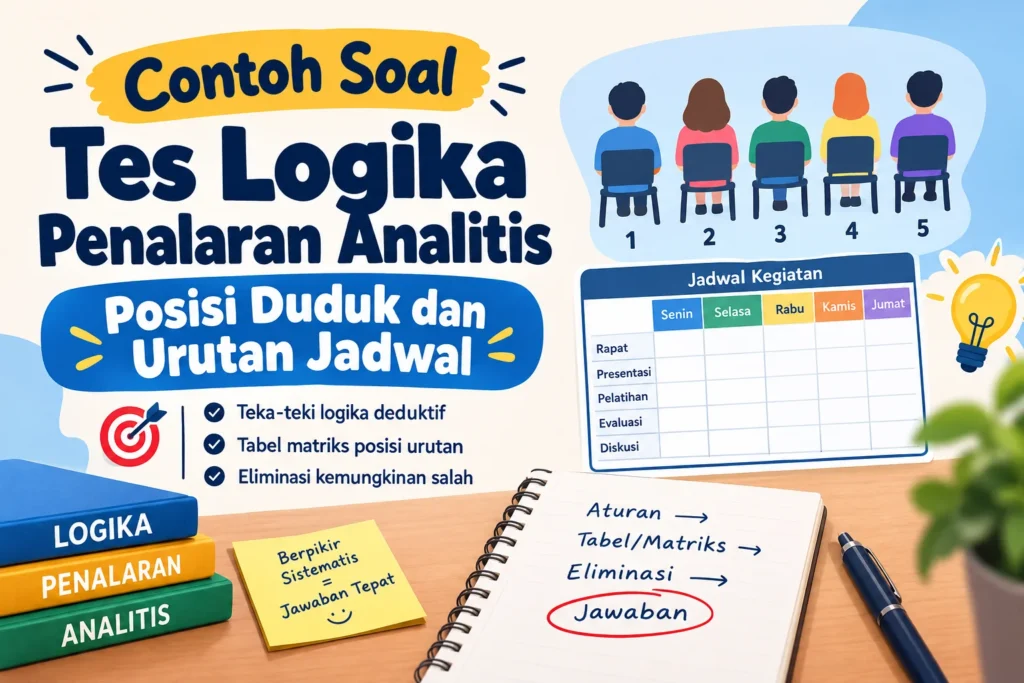 Contoh soal tes logika penalaran analitis posisi duduk dan urutan jadwal